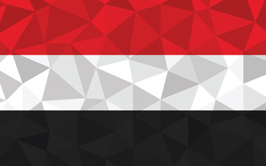 Low poly Yemen flag vector illustration. Triangular Yemeni flag graphic. Yemen country flag is a symbol of independence.