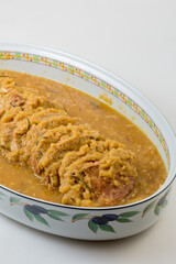Roasted meat with apples