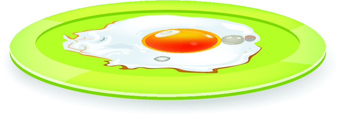 Fried egg on a plate - vector illustration	