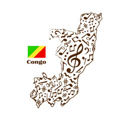 Congo map flag made from music notes. 