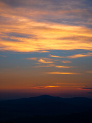 Sunset in Pieniny Mountains in summer