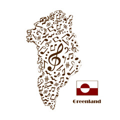 Greenland map flag made from music notes. 