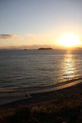 崖から見た夕暮れ