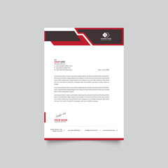 Creative Elegant Professional Black and Red Letterhead Template design Vector Illustration 