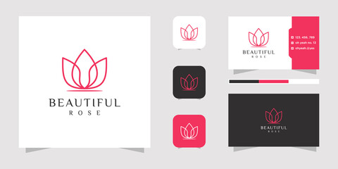 Simple and elegant floral monogram template, elegant line art logo design.