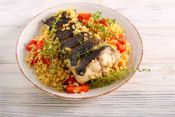 Catfish with bulgur