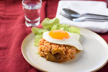 Korean food, Kimchi fried rice with fried egg	