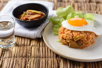 Korean food, Kimchi fried rice with fried egg	