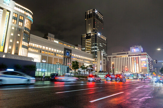 2020年8月 北海道札幌市 / 雨の日のJR札幌駅夜景