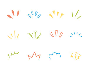 手書きの気づき線 注目マークのセット ポイント 集中 驚き 飾り 装飾 太陽線 驚き 理解 Wall Mural Yugoro