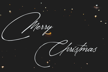 Illustration of Merry Christmas wish, greeting, banner, card, poster on black background