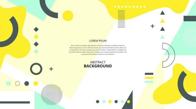 Abstract flat memphis geometric fluid shapes background.