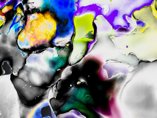 Alcohol Ink Background.   Multilayer Cobalt