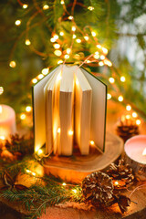 open book with lights