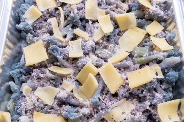 Purple cauliflower with cheese