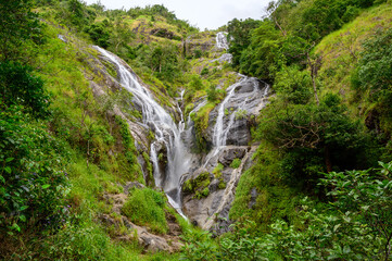 Fototapeta na wymiar Petolosu; The highest waterfall, the heart-shaped waterfall in Thailand at Umphang wildlife sanctuary, Tak province