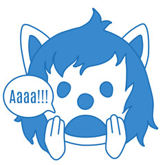 emoticon with a cool wolf with blue wool that creams in fear Aaaa, color vector clip art on white isolated background