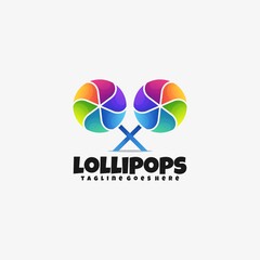 Vector Logo Illustration Lollipops Gradient Colorful Style.
