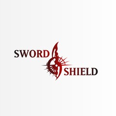 Logo of sword and shield on white background