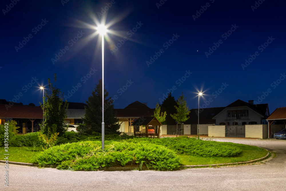 Wall mural modern led illumination on quiet residential area