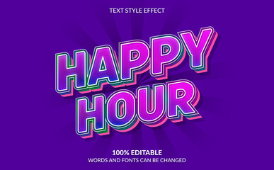 Editable Text Effect, Happy Hour Text Style - obrazy, fototapety, plakaty