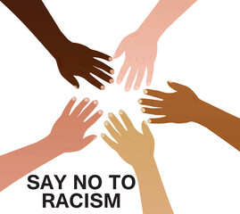 Say no to racism concept. various nations hands. vector