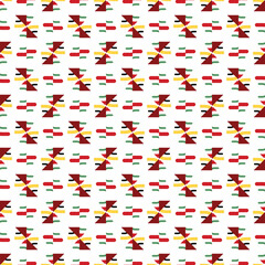 Vector seamless pattern texture background with geometric shapes, colored in red, green, yellow, black, white colors.