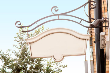 signboard on the building in retro style, copy space