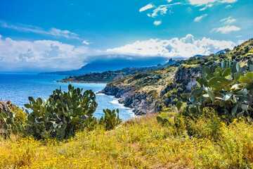 Fototapeta na wymiar Marine panorama from Scopello Trapani Sicily Italy