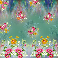 Fototapeta na wymiar flower pattern, design, green background, nature