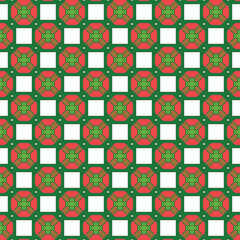 Vector seamless pattern texture background with geometric shapes, colored in red, brown, green, white colors.