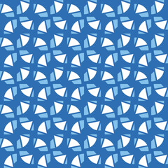 Vector seamless pattern texture background with geometric shapes, colored in blue, white colors.