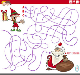 educational maze game with cartoon Christmas characters