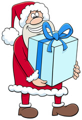 cartoon Santa Claus Christmas character with big present