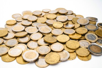 Money euro coin stacks