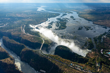 Areal view of Victoria Falls in Zimbabwe