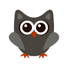 Owl funny stylized icon symbol gray colors - 387533630