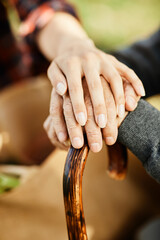 nurse senior care caregiver help assistence retirement  elderly man family love daughter  hand close up