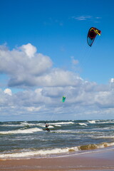 Kite surfing on the beach