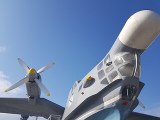 The fuselage of the old military plane amphibians