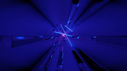 Fototapeta na wymiar futuristic sci fi tunnel corridor with glowing multi color neon lights - a cool science fiction 3d illustration background wallpaper artwork