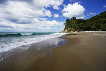 Beutiful sandy beach in sunny day