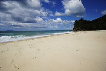 Beutiful sandy beach in sunny day