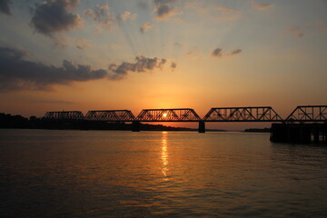 sunset over the bridge