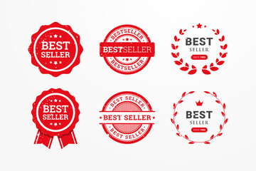 Best seller Red badge logo design. Best seller Sticker graphic design Vector illustration