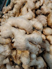 Ginger for sale in a store. Useful root vegetable.