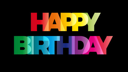 Naklejka na ściany i meble The word Happy Birthday. Vector banner with the text colored rainbow on black background