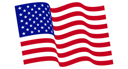 Vector Waving USA Flag. Waving American Flag Vector.  National waving vector flag of the United States. Wavy USA banner on white background