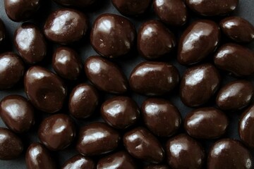 close up of dark chocolate sweets