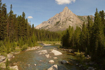 Fototapeta premium Hiking, climbing and camping in the Mount Assiniboine National Park in the Rocky Mountains between Alberta and British Columbia, Canada